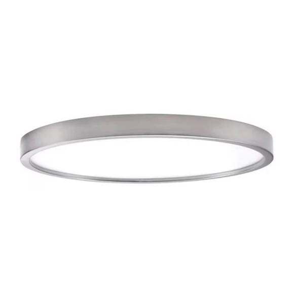 Project Source 15” LED Flush 2700-6500K Light Brushed Nickel Finish White Lens - Picture 2 of 12